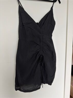 HYFVE Black Ruched Spaghetti Strap Slip
